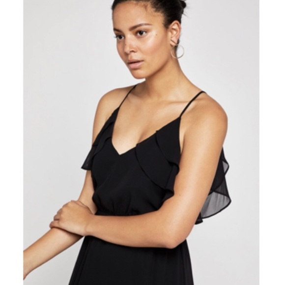 BCBGeneration Black Maxi Dress Chiffon Ruffle Spaghetti Strap Bridesmaid Sz XS - Picture 1 of 14